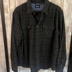 Chaps Men's Dark Gray Checkered Shirt Jacket